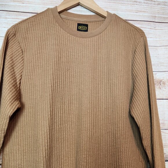 RVCA Day Shift Thermal Shirt Men’s Large Brown Waffle Knit Long Sleeve Size M - Picture 2 of 15